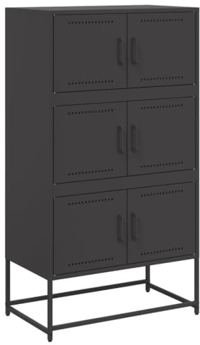 vidaXL Sideboard, Side Cabinet for Living Room Hallway, Cupboard with Storage, Highboard, Buffet Cabinet, Industrial Style, Black Steel