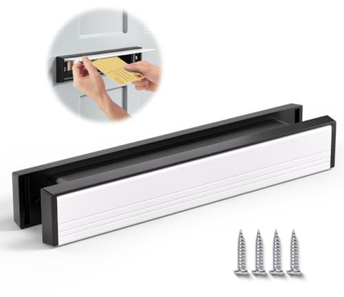 Bwintech 1 lot de boîtes aux lettres en aluminium blanc de 325 x 50 mm à profondeur réglable, convient pour portes intérieures et extérieures de 40 à 80 mm d'épaisseur en bois, UPVC, composite