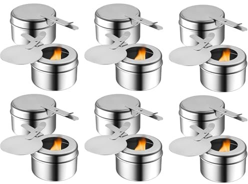 TOOSOAR 12 Pièces Récipient pour Pâte à Brûler, Récipient pour Pate Combustible Fondue, Accessoires pour Buffet -Cuiseur à Alcool en INOX pour Hotpot, Drypot, Poisson Grillé