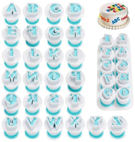 36PCS Alphabet Cookie Cutter, Fondant Letter Cutters, Letters Fondant Cake Decorating, Icing Letter Cutters for Wedding Birthday Christmas Baby Shower Party Cake Decoration(A-Z& 1-10)