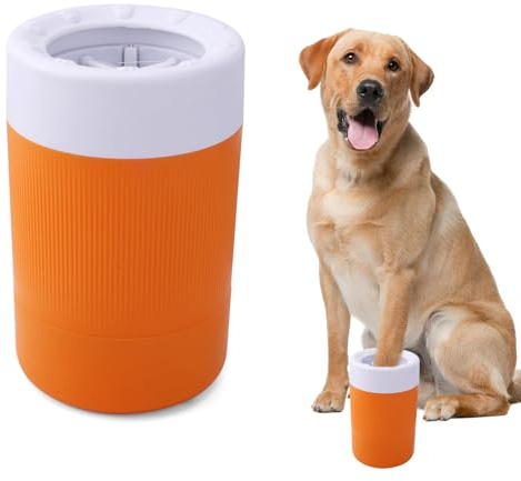 Pet Foot Washing Cup, Portable Pet Foot Washer with Soft Brush Muddy Dog Paw Cleaner for Dogs/Cats Feet Cleaning Tool(Orange)