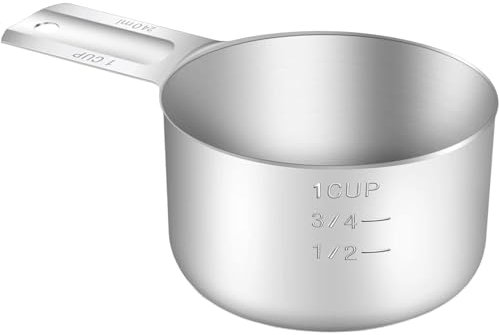Measuring Cup, 1 Cup (240ml/8oz) Stainless Steel Food Scoop for Pet, Rice, Precise Kitchen Gadgets for Cooking Baking, Cocktail Espresso Rice Liquid Measurement, Dishwasher Safe