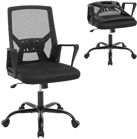 Klihome Sedia da Ufficio Ergonomica, Poltrone Ufficio, Nero