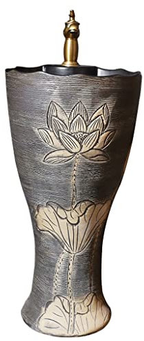 Lavabo sur Pied Lavabo de Salle de Bain sur Pied Lavabo sur Pied en céramique Lavabo sur Pied Une pièce avec Robinet Lavabo de Salle de Bain autoportant,