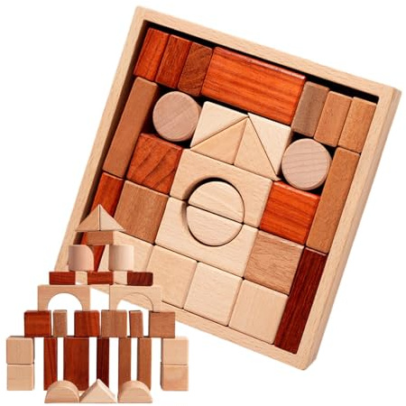 Vhjlfig Grandes bloques de construcción de madera | juegos sensoriales educativos fomentan la creatividad - bloques de construcción de madera para niños | para niños y niñas para jugar en el jardín de