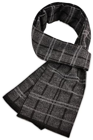 LEHEEYWT Tartan Scarf Men, Warm Plaid Men's Scarves, Thick Knitted Cashmere Winter Scarf for Men