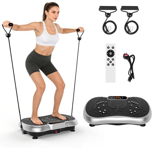 Vibration Plate Exercise Machine with 99 Speeds & 5 Modes, Vibration Plate for Full Body Workout, Exercise Equipment for Home Use with Bluetooth Speaker & Resistance Bands, Non-Slip, Quiet, 330lbs