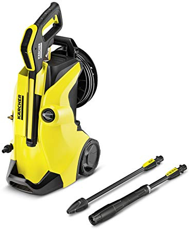 Kärcher K4 Premium Full Control - Hidrolimpiadora de alta presión para exteriores 130 bar, 1800 W, 420 L/h (1.324-100.0), negro, amarillo, Con enrollador y sin accesorios , modelo 2019