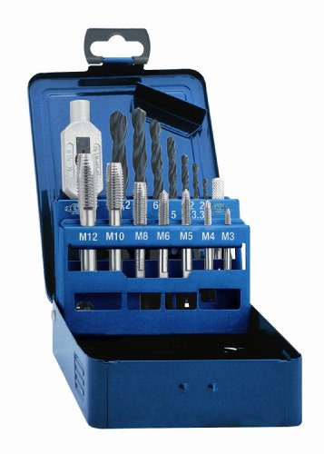 Eventus by Exact 20334 Einschnittgewindebohrersatz 15-teilig HSS M3-M12 metrisch + Spiralbohrer Ø 2,5-10,2mm + Verstellbares Windeisen Gr. 1 1/2
