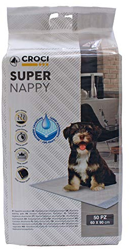 Croci Super Nappy - Tappetini Igienici per Cani 60x90 cm 50 pz - Traverse Cani e Animali Domestici, per Pipi Cane e Gatto Ultra Assorbenti Usa e Getta, Antistrappo e Antiodore