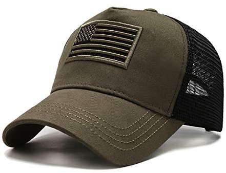 Idopy USA American Flag Army Militär Stil Mesh Baseball Cap Hut