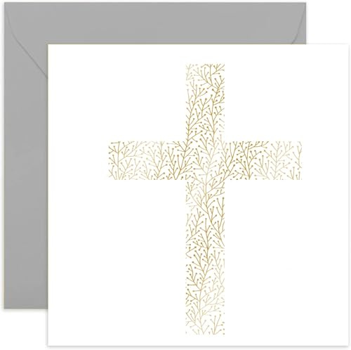 Old English Co. Floral Easter Faith Religious Card - Gold Foil Botanical Foliage Greeting Card Him or Her | Christening, Baptism for boy or girl | Blank Inside & Envelope Included