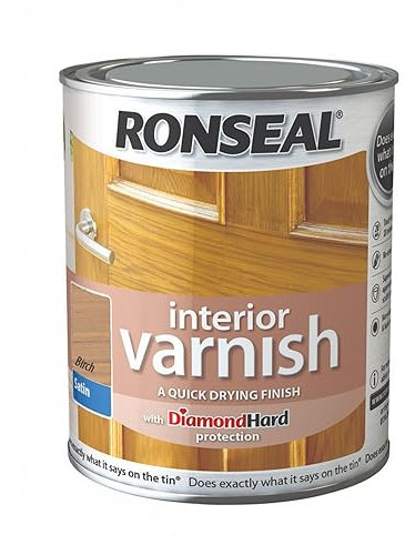 SAVING HUB Interior Varnish Satin Paint Tin - Suitable for Doors, Windows, Joinery and Furniture - Diamond Hard Protection Quick Drying Finish Paint (250ml, Birch)