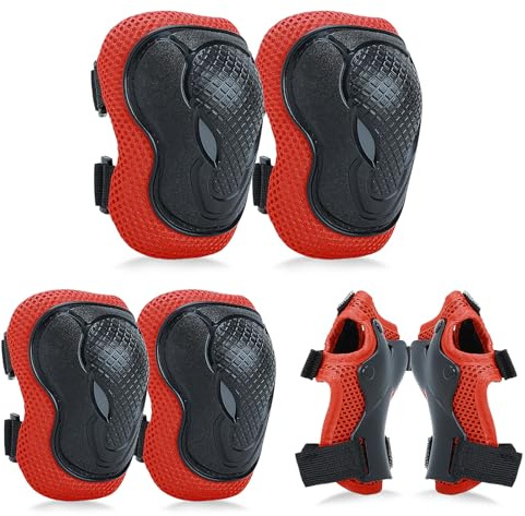 YooxArmor Protezioni Bambini Pattini in Linea per 3-8 Anni,6 in 1 Attrezzatura Protettiva Protezione Bambini Ginocchiere, Gomitiere Protezioni Set per Scooter Monopattino Bicicletta Pattini in Linea