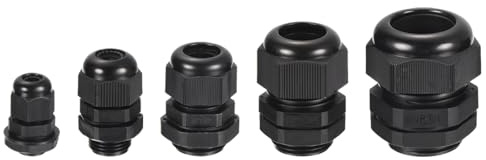 QUARKZMAN Lot de 20 Kits de Presse-Étoupe pour Câble 1/4 3/8 1/2 3/4 1 Connecteurs de Câble Réglables Étanches Connecteur de Conduit en Nylon Raccord de Conduit Électrique Noir
