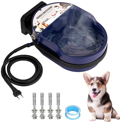 Svauoumu Abreuvoir Chauffant pour Chevaux, Chauffé Électriquement, Automatique avec Flotteur, 220 Volt, Antigel pour Chèvres, Bovins, Chiens et Volaille