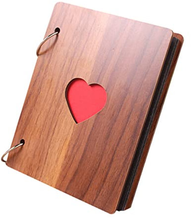 KAILIKETIY Retro Fotoalbum Mit Holzcover Scrapbook Für Mädchen Kreatives Herzalbum Handgemachtes Fotobuch Für Persönliche Erinnerungen Und