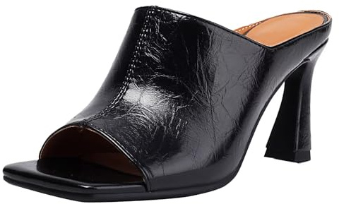 HSyc JRX Sandali da donna con tacco a spillo da 8 cm, estivi, con tacco alto, eleganti, comodi, Nero , 45 EU