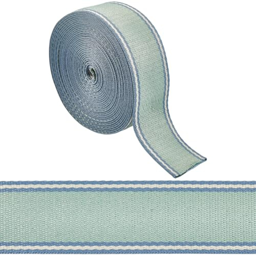 CABODYALS 5.71 m 38mm Nastri di Raso Verde Salvia Nastro di Twill A Righe Sottili Bicolore Tessuto di Cotone Fettuccia Nylon Nastri Classici Sfusi per Cucito Creazione Confezioni Regalo Decorazioni pe