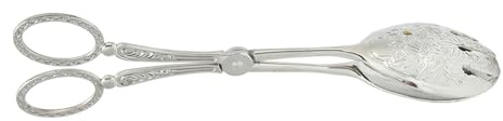 Hyuduo Serveringstång, Zinklegering Matklämma Brödtång 23 Cm 9,1 Tum, Halkfritt Ergonomiskt Handtag, för Buffésallad Tårta Bakverk Servering, Matlagning Bakning Kök Användning (Silver)