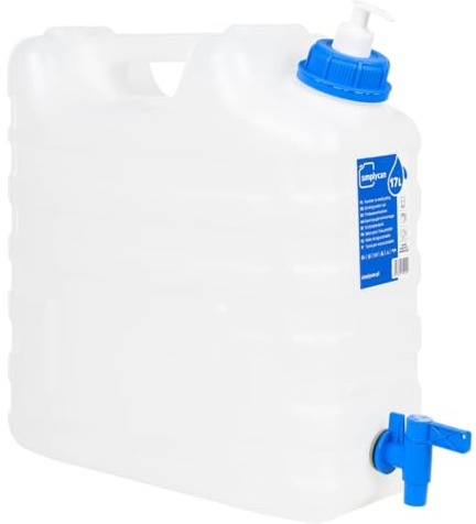 LoogCape Réservoir d'eau avec robinet et distributeur de savon, 15 l, en plastique, empilable, portable, avec distributeur de savon intégré, idéal pour l'extérieur, le camping, le jardin, le garage