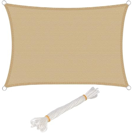 WOLTU Toldo Vela de Sombra Rectangular 3x4 m HDPE Transpirable Anti Rayos UV Solar protección 85% Resistente y para Jardín, Patio, Exteriores Arena, Arena
