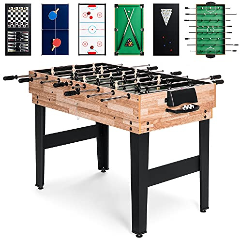 Best Choice Products 10-in-1 Combo Game Table Set w/Hockey, Foosball, Pool, Shuffleboard, Ping Pong, Checkers, Bowling, and Backgammon - Natural