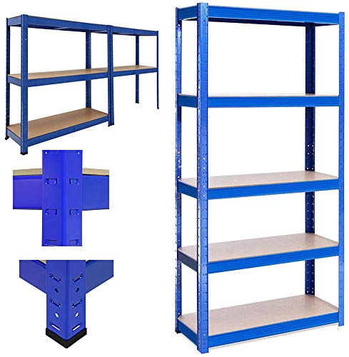 Steckregal Werkstattregal Kellerregal Schwerlastregal Regal 5 böden bis 875 kg Traglast 180x90cmx40cm - Blau