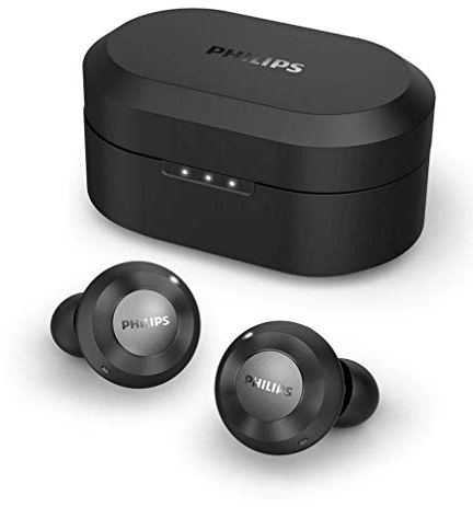 Philips T8505BK/00 Auriculares Intrauditivos Inalámbricos (Reducción de Ruido Activa Híbrida, Micrófonos Duales, Controlador Neodimio 13 mm, Asistente de Google, Carga Rápida) Negro, Modelo 2020/2021