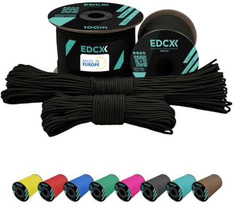 EdcX Paracord 2mm Nylon Paracord 275 (15, 30, 50 und 100 m) – 100% Nylonseil, 3-adrige Schnur, Nylonschnur 2 mm in vielen Farben (Army Green, 100 m)