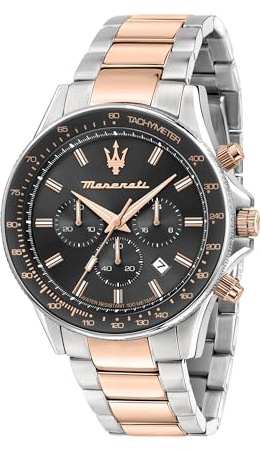 Maserati Sfida herrkronograf kvartsur 44 mm, Silver/roséguld, 44mm, armband
