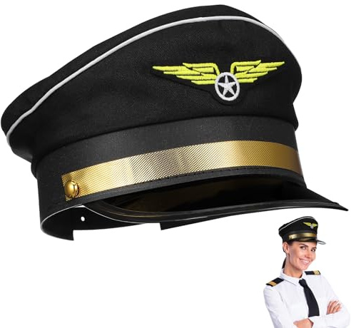 Alipis Airline Pilot Captain Hat: Adjustable Aviator Hat - America Pilot Costume Accessories for Teenager Adults Halloween Cosplay Dress up Party Decor