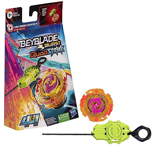 Beyblade Burst QuadStrike, Starter Pack avec toupie de compétition Flame Pandora Everlasting P8 et Lanceur