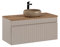 Waschbeckenunterschrank, 100 cm, Iconic Cashmere, Hängeschrank, Badezimmerschrank mit Arbeitsplatte, geriffelte Türen, Kaschmir (mit Arbeitsplatte aus Eichenholz)