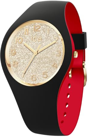 ICE-WATCH - Ice Loulou Black Gold Glitter - Schwarze Damenuhr mit Plastikarmband - 022325 (Small)