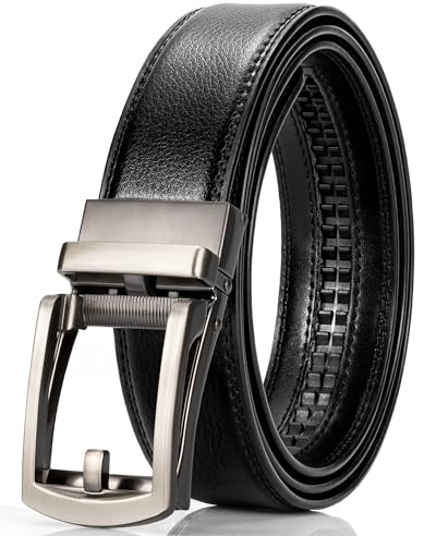maikun Ratchet Belts for Men, Black Slide Click Belt, Automatic Buckle