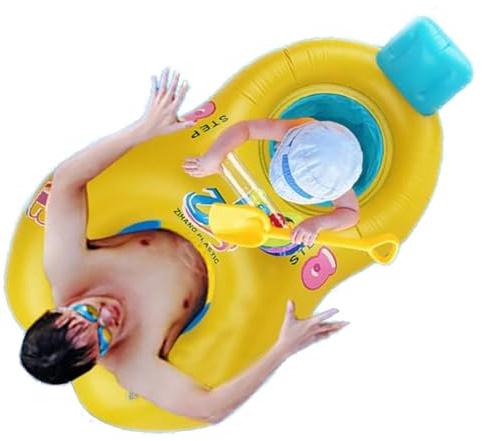 YJZQ Flotteurs bébé Bateau à flotter Double Bagues pour Enfant et Papa/Mama Flotteur de Natation Aide à la Nage pour 6 Mois-3 Ans Bouée de Natation Gonflable 70x100cm