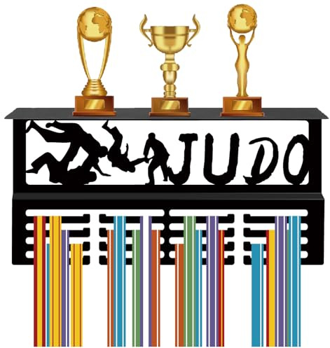 CREATCABIN Judo-Medaillen-Trophäen-Ausstellungsregal,Medaillenaufhänger,Ausstellungsregal Mit Haken,Ständer,Sport-Wandhalterung,Hält 70Medaillenhalter,Aufhänger,Organizer-Rack Für Gymnastik,40x20x10cm