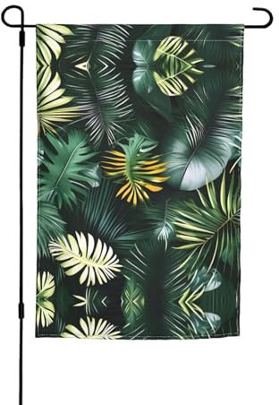 Banderas de jardín con estampado de hojas de palma tropicales para todas las estaciones, exquisita decoración para tu hogar