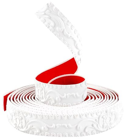 TECDW 6 Meter Flexible Wandverkleidung, Zierleisten Selbstklebend Wand, Dekorative Wandleisten, Deckenleiste zum Abziehen und Aufkleben für Schrank, Wandkante, Heimdekoration (Weiß, 3,6 cm Breit)