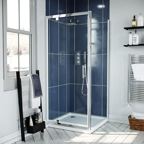 Nes Home 760 x 760mm Pivot Door Shower Enclosure & Side Panel Chrome