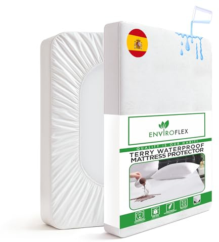Enviroflex de Colchón Terry 137 x 190 x 40 cm – Protector de Colchón - Confort Universal con Protección Impermeable, Extra Suave, Diseño Transpirable para Todas Las Estaciones