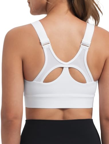 Yvette Soutien-Gorge de Sport pour Femme,Ajustable,Blanc,M