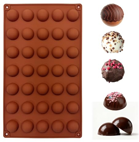 duoyif Moule En Silicone Demi-Sphère Ø 2.5 cm 35 Cavités Sans BPA Moule Silicone Patisserie Demi Sphere Moules Boule Sphérique Pour Chocolat Boule Bonbons Praliné Biscuits Gelée (35Cavités Ø2,5cm)