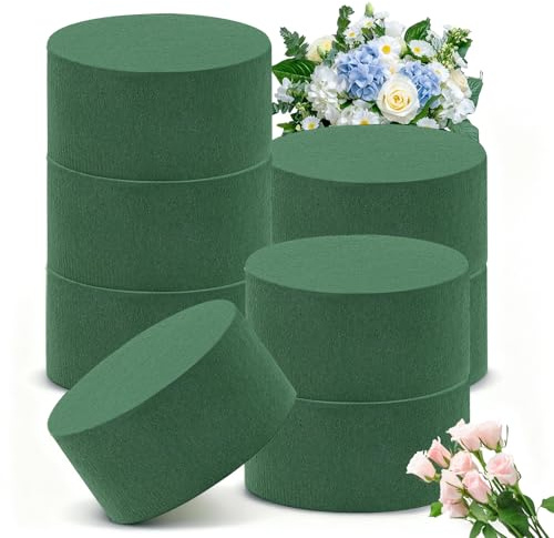 GWBPES Steckmasse für Kunstblumen, 8 Stück Steckschaum Rund Steckmoos Blumensteckschaum Blumensteckmasse Steckschwamm Grün für Hochzeiten Blumengeschäfte Familie 8×4cm