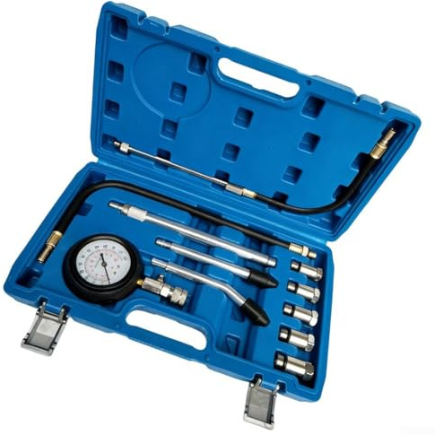 SMZhomeone Kit probador de compresión 300 PSI medidor de presión de conexión rápida con adaptadores de 18 mm, 14 mm, 12 mm, 10 mm y 16 mm para análisis de cilindros de motor de gas y diésel