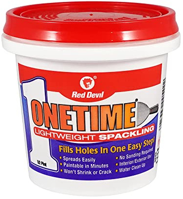 Red Devil 0542 ONETIME Lightweight Spackle Wall Repair, Spackling for Holes Drywall, 1/2 Pint, White, 8 Ounce, Made in USA