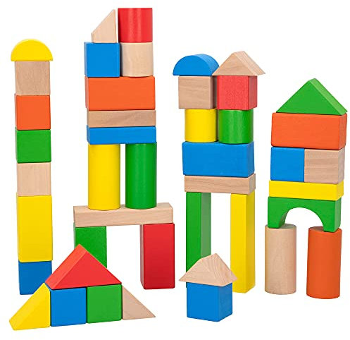 WOOMAX 40993 - Juego de construcción Madera, Bloques, para niños, 100 Piezas, +18 Meses, Madera 100% sostenible y Biodegradable