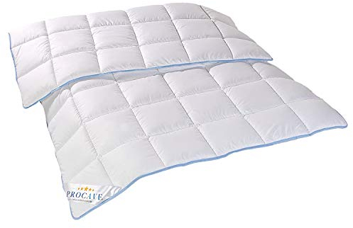 PROCAVE | TopCool Qualitäts-Bettdecke für das ganze Jahr | Entspannt schlafen - absorbiert Körperfeuchtigkeit | Atmungsaktive Steppdecke in weiß in 135x200 cm