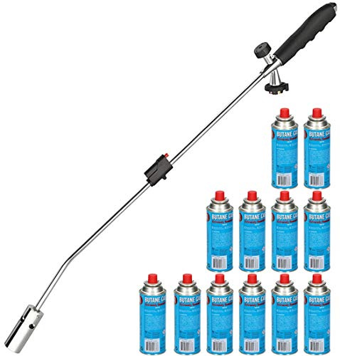 Bruciatore per erbacce + 12 cartucce di gas butano diserbante bruciatore a gas